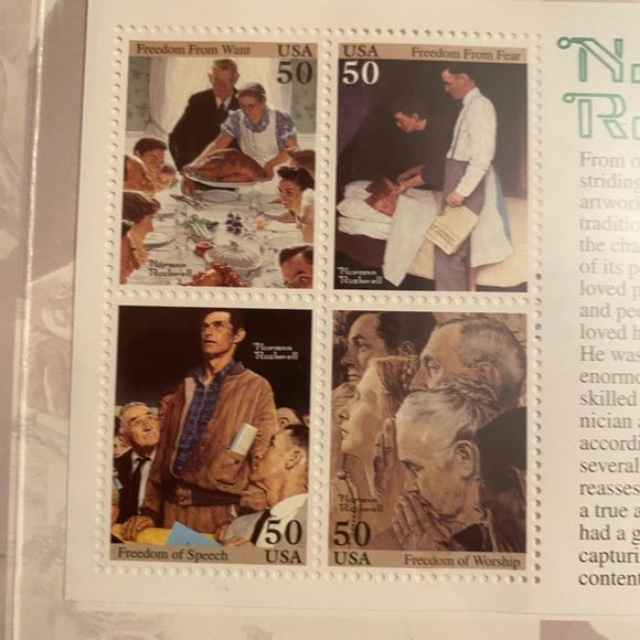 Vintage Norman Rockwell framed artwork 5 stamps collection 1994 - Picture 11 of 12